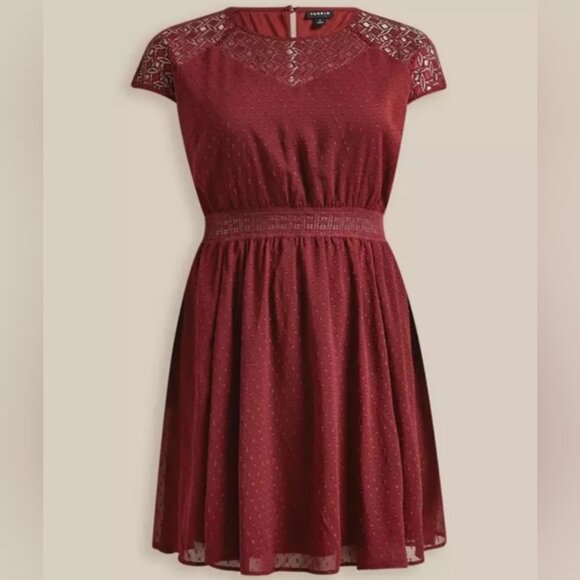 Torrid Mini Clip Dot Crochet Lace Skater Dress - Picture 1 of 8